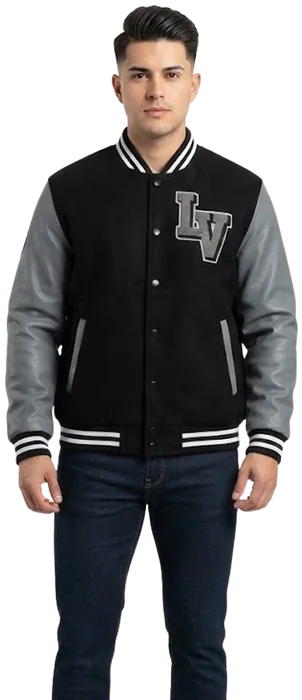Chamarra varsity VARSITY, Negro/Gris