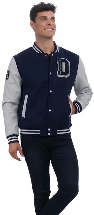 Chamarra varsity VARSITY, Azul marino/Gris