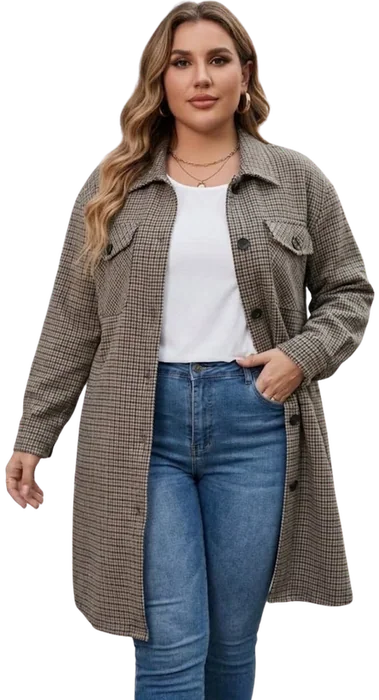 Abrigo G251505Y, Gris/Beige cuadros