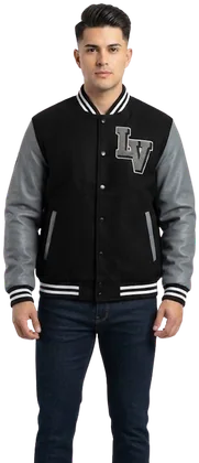 Chamarra varsity VARSITY, Negro/Gris
