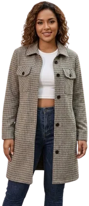 Abrigo G251504Y, Gris/Beige cuadros