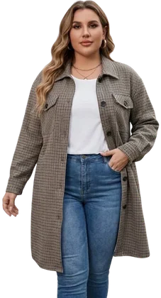 Abrigo G251505Y, Gris/Beige cuadros